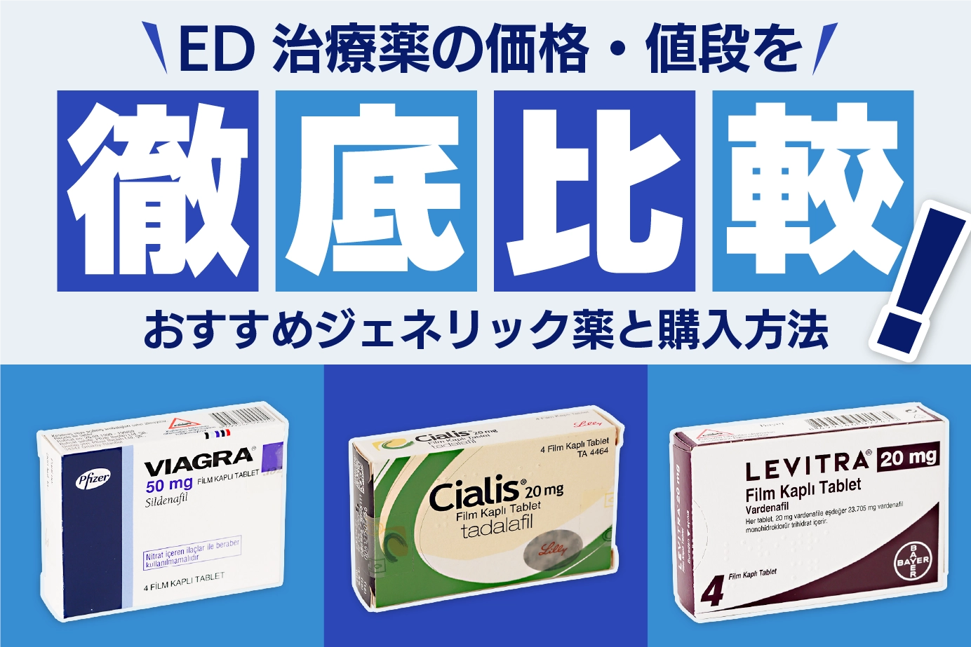 ED治療薬の価格・値段を徹底比較！おすすめジェネリック薬と購入方法